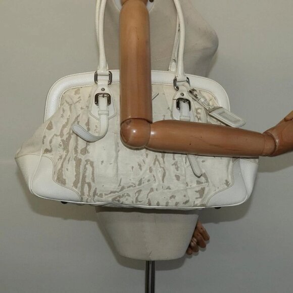 PRADA Shoulder Bag Canvas Silver White Auth - Picture 14 of 16